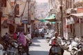 inside the city traffic on the narrow streets of everyday life of residents in the daytime