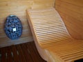 Inside a classical Finnish wooden sauna