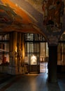 Inside the Cologne cathedral with beautiful historical paintings on the walls respectively ceilings