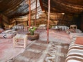 Inside of colorful Bedouin tent in Marrakech, Morocco.