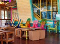 Inside the colorful hotel known as the Pub At Aussie World