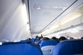 Inside commercial aircraft with passengers