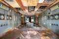 Inside a control room in an abandoned shut down power plantÃ¢â¬âvandalism, decay, destruction, debris Royalty Free Stock Photo