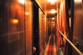 Inside of corridor in an old Train Royalty Free Stock Photo