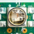 Inside a Crystal Oscillator - Electronic Component Macro Royalty Free Stock Photo