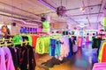 Inside of Cyberdog shop in Camden Town market. Trance music and cyber clothing retail chain,