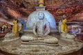 Inside of Dambulla cave temple. A lot statues of Buddha