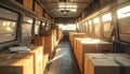 Inside a Delivery Van Packed with Cardboard Boxes Royalty Free Stock Photo