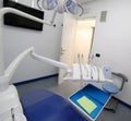 Inside a dental clinic with the large halogen light photographed