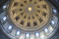 The inside of the dome of Frederiks Kirke Church or Marble Church Marmorkirken in Copenhagen, Denmark. February 2020