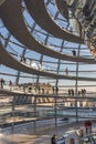 The inside of the dome of the Reichstag building.