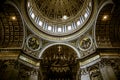 The inside of the dome of St. Peter`s Basilica in the Vatican, Rome, Italy Royalty Free Stock Photo