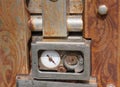 Details inside the door, old vault safe Royalty Free Stock Photo