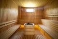 Inside dry sauna wide view Royalty Free Stock Photo