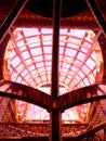 Inside Elevator in a Pink Atrium with fancy skylight Royalty Free Stock Photo