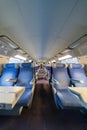 Inside an empty high speed train