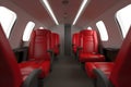 Inside empty passenger aircraft cabin. Neural network AI generated