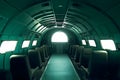 Inside empty passenger aircraft cabin. Neural network AI generated