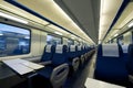 Inside of an empty passenger train car Royalty Free Stock Photo