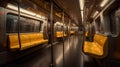 Inside empty subway car, metro car empty interior. Generative AI Royalty Free Stock Photo