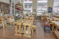 Inside an empty workshop of a small carpentry factory