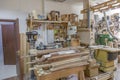 Inside an empty workshop of a small carpentry factory