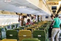 Inside of Ethiopian airlines aircraft with passengers boarding