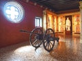 Weapon Room Inside the historic doges palace in Venice-impressing architecture in the museum with ornaments of gold and paintings