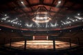 Inside the Fight Cage: Sporting Arena with Enthusiastic Fans and Radiant Spotlights. AI