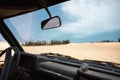 Inside of Four-wheel car driving on desert Royalty Free Stock Photo