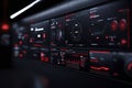 Inside a futuristic control room, Emotion AI technology analyzes human interaction. Multiple monitors display faces.