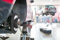Inside a garage - changing wheels/tires Royalty Free Stock Photo
