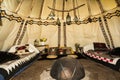 The inside of a Glamping Teepee