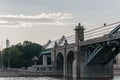 Inside the glass bridge over the Moscow river Royalty Free Stock Photo