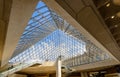 Inside the glass pyramid of the Louvre Museum