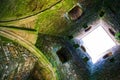 Inside the Glastonbury Tor tower on the Glastonbury Hill