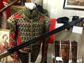 Inside the Guards Museum of London, exhibits of uniforms and weapons
