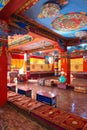 Inside Guru Rinpoche Temple with colorful interior decoration in Guru Rinpoche Temple at Namchi. Sikkim, India Royalty Free Stock Photo