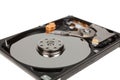 Inside of hard disk drive. HDD isolated on white background Royalty Free Stock Photo