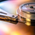 Inside a Hard Drive - Macro View of Data Storage Royalty Free Stock Photo