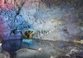 Inside the Harrison's Cave in Barbados. Rocks and Water.