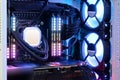 Inside high performance Desktop PC and Cooling system on Computer PC Case
