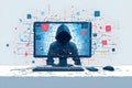 Inside a hightech office command center, AI drives next-generation cybersecurity strategy Royalty Free Stock Photo