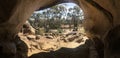 From inside of Hippos Yawn rocky cave in Western Australia near the Wave Rock and Hyden Royalty Free Stock Photo