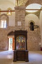 Inside the historical Church of the Transfiguration of the Savior inside the Castle area of Pylos city in Messenia, Greece