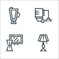 Inside home line icons. linear set. quality vector line set such as light bulb, console, floor polisher