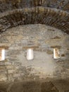 Inside of Honhenzollern Castle with embrasures in a wall made of stone Royalty Free Stock Photo