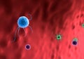 3D illustrations of phagocyte kills viruses Royalty Free Stock Photo