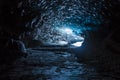 Inside ice cave tunnel