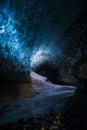 Inside ice cave tunnel